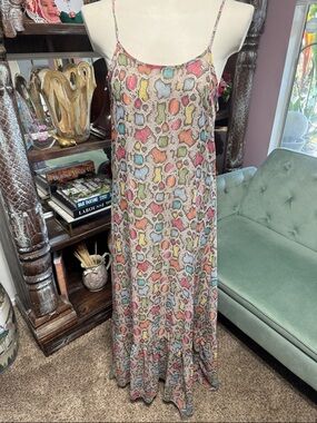 Multicolor Snake Print Spaghetti Strap Maxi Dress